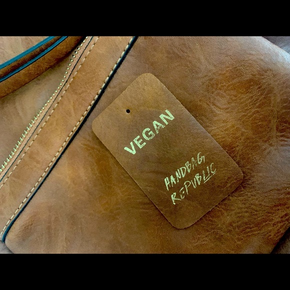 Brown (vegan) leather satchel bag, NWT. - Picture 5 of 5